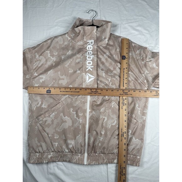 Reebok Women’s Mesh Lined Focus Track Jacket M‎ Camo Beige Zip Logo 2022 - Picture 9 of 12